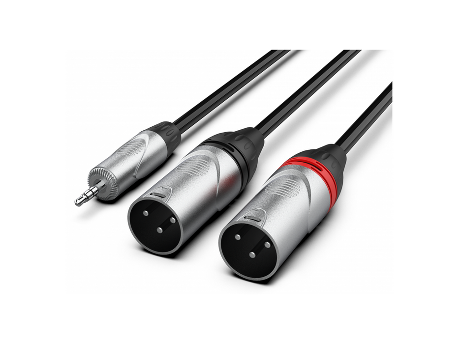 Audibax Pro 2 x XLR Male Stereo Minijack 3m Black 10116255 product image
